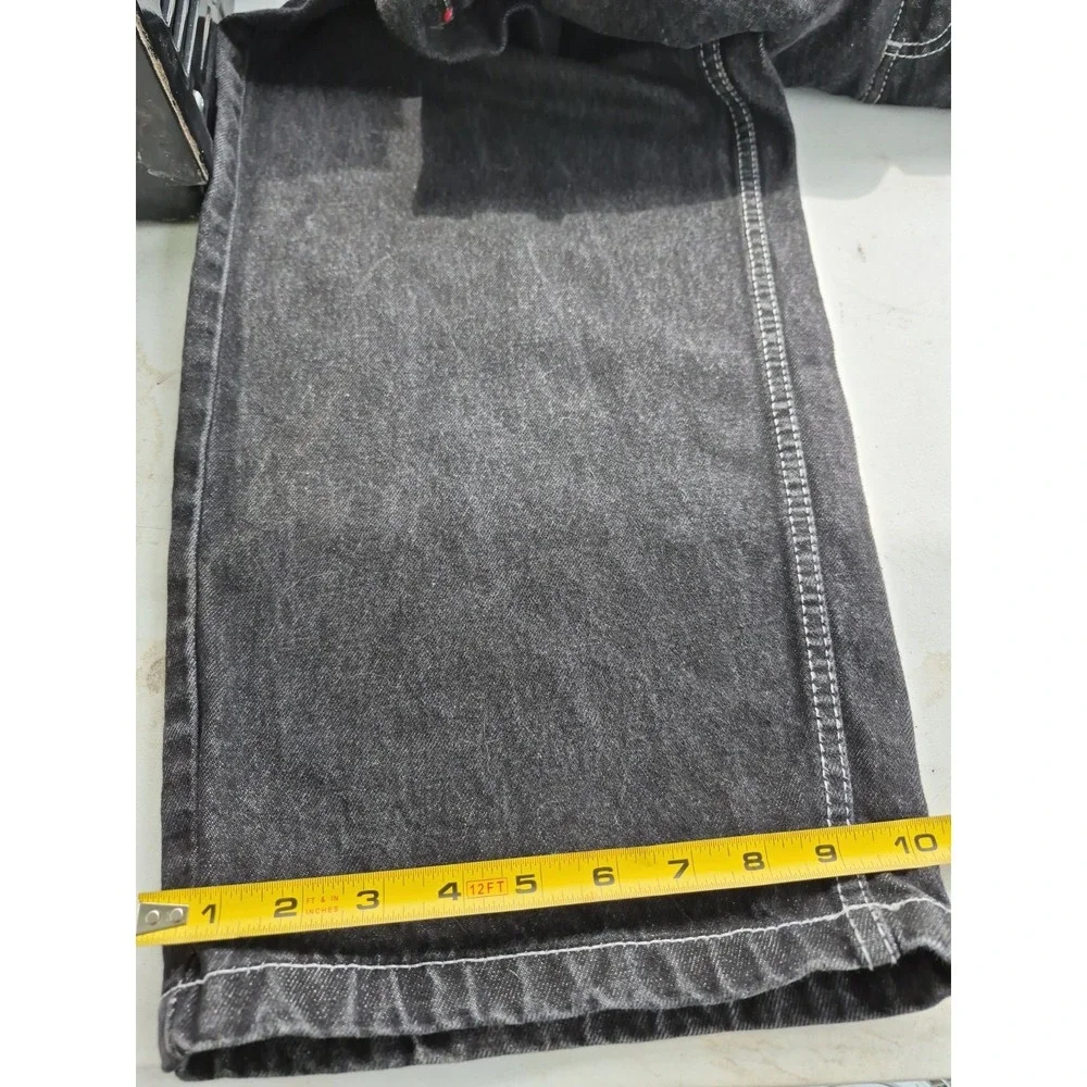 VTG Southpole Authentic Collection Baggy Jeans Mens 38 Black Contrast Stitch Y2K